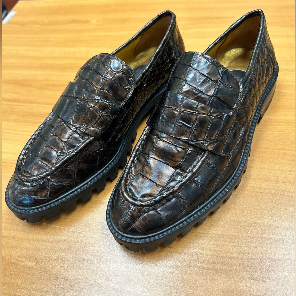 Ras Crocodile Leather Loafers 36